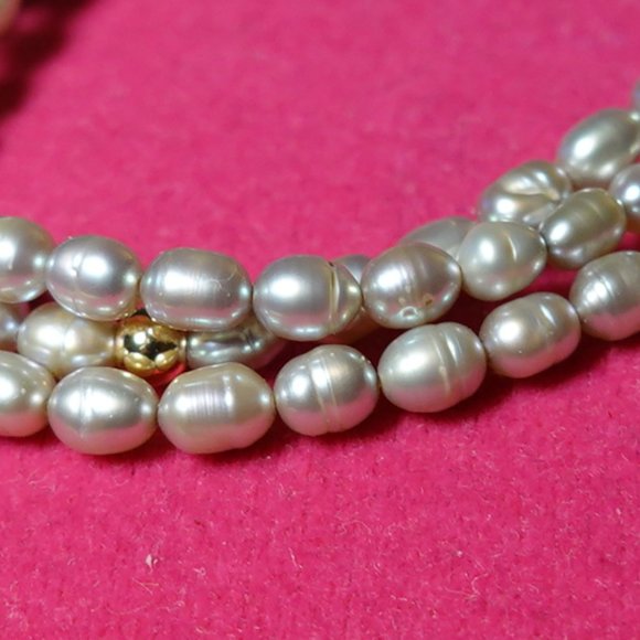 (NWT) Silver Rice Freshwater Bead (3) Bracelets Stack/ Set - Picture 2 of 10